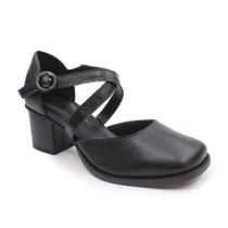 Sapato de Couro Feminino Confortável Preto Cultha