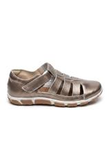 Sapato de couro feminino prata velho tiras autocolantes Sapato de couro feminino prata velho tiras autocolantes