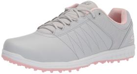 Sapato de golfe Skechers Go Pivot Spikeless feminino cinza claro/rosa Sapato de golfe Skechers Go Pivot Spikeless feminino cinza claro/rosa