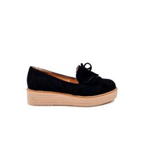 Sapato de plataforma Generic Black Suede, plataforma de 3 cm