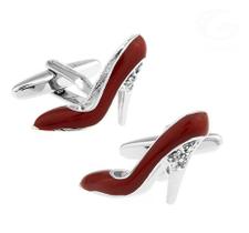 Sapato de salto alto vermelho Cuff Links para homens e mulheres Sapato de salto alto vermelho Cuff Links para homens e mulheres