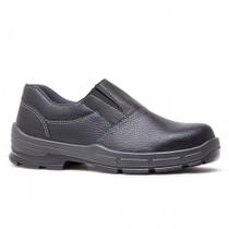Sapato de segurança em couro usafe preto elástico bracol solado pu bidensidade bico plástico ca 28513