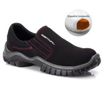 Sapato de Segurança em Microfibra Estival Preto e Vermelho WO10023S2PTVM - Bico Composite - CA 32293 Sapato de Segurança em Microfibra Estival Preto e Vermelho WO10023S2PTVM - Bico Composite - CA 32293