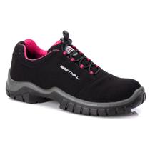 Sapato de Segurança em Microfibra Preto e Rosa Estival EN10021S2 CA 44592