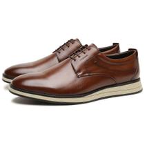 Sapato Derby Casual Couro Masculino Cadarço Solado Elegante