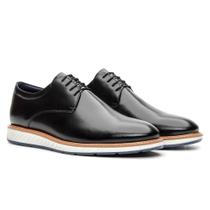 Sapato Derby Couro Masculino Verniz Cadarço Estilo Elegante Sapato Derby Couro Masculino Verniz Cadarço Estilo Elegante