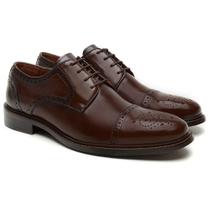 Sapato Derby Masculino Brogue Couro Liso Cadarço Casual Sapato Derby Masculino Brogue Couro Liso Cadarço Casual