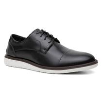 Sapato Derby Masculino Couro Bico Redondo Liso Casual Macio