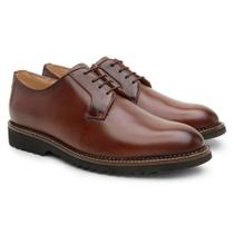 Sapato Derby Masculino Couro Cadarço Cano Baixo Casual