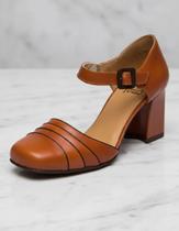 Sapato em Couro Laranja Feminino Salto 3,5 cm MZQ - 5986