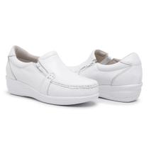 Sapato Enfermagem Feminino Branco Tênis Ortopédico Em Couro - Lasyn Shoes