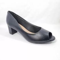 Sapato Fem Beira Rio Peep Toe Salto Bloco Preto 4777.400