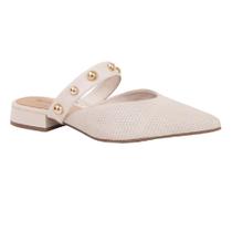 Sapato Fem Mule Bottero Couro Enfeite Off White 354823-1