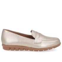 Sapato Fem Usaflex Loafer Casual Couro Ouro Light AL3401006