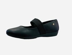 Sapato feminino anabela baixo preto elástico Softli