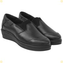 Sapato Feminino Anabela Couro Legítimo Confortável Slip On