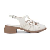 Sapato Feminino Azillê Salto Grosso Branco Off - 50387