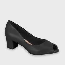 Sapato Feminino Beira Rio Peep Toe Salto Médio Confortável 4777400 Preto