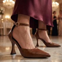 Sapato Feminino Bico Fino Salto Fino Scarpin Slingback