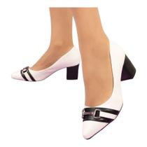 Sapato feminino bicolor preto e branco lasenna ref:dv2002pb