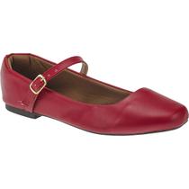 Sapato Feminino Boneca com Fecho Fivela e Sem Salto Sapatilha Feminina Estilo Básico Mary Janes com Tamanho Especial