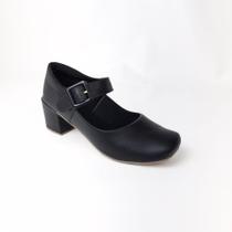 Sapato Feminino Boneca com Fivela e Salto Bloco Salto Grosso Delicado - Urbany Shoes