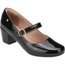 Sapato Feminino Boneca de Dança Salto Baixo Quadrado Bloco Confort Scarpin 6484