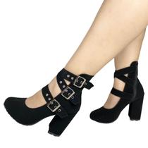 Sapato feminino boneca salto bloco preto er0082