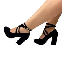 Sapato feminino boneca salto bloco preto er100 - Emilia Ribeiro
