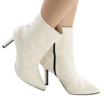 Sapato feminino bota salto fino branco croco com duas opçoes de uso er0089