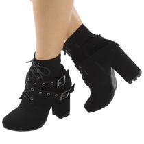 Sapato feminino bota salto grosso preto com três opções de uso er0074 - Emília Ribeiro