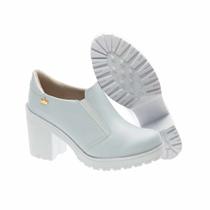 Sapato Feminino Botinha Oxford Cano Baixo Salto Tratorado