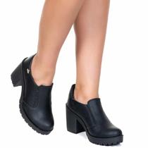 Sapato Feminino Botinha Oxford Cano Baixo Salto Tratorado