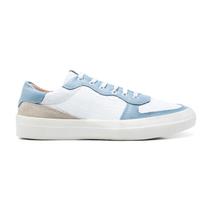 Sapato Feminino Casual Cano Baixo Couro Legitimo Branco C/azul Bebe