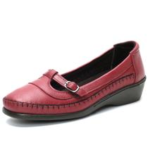 Sapato Feminino Conforto Macio em Couro Legitimo de Carneiro Forrado Cor Acerola (Vermelho)
