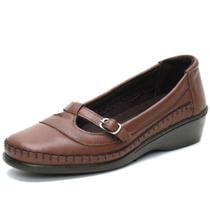 Sapato Feminino Conforto Macio em Couro Legitimo de Carneiro Forrado Cor Castor Sapato Feminino Conforto Macio em Couro Legitimo de Carneiro Forrado Cor Castor