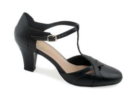 Sapato Feminino de Danças em Couro Preto Marlinês 6504