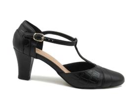 Sapato Feminino de Danças em Couro Preto Marlinês 6505