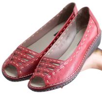 Sapato Feminino J Gean Retrô Vintage Em Couro Salto Anabela EL0006