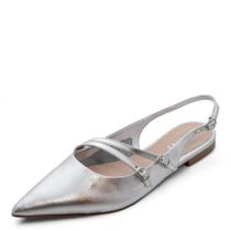 Sapato Feminino Lia Line Flat REF: 2308-71762 COURO METAL