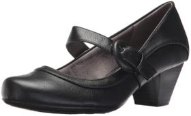 Sapato Feminino LifeStride ROZZ Preto com Tira Ajustável 9W EUA Sapato Feminino LifeStride ROZZ Preto com Tira Ajustável 9W EUA