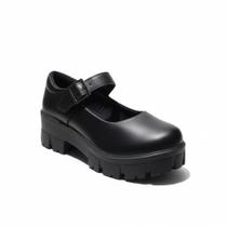 Sapato Feminino Mary Jane Scarpin Boneca Vintage Tratorado Preto Sintentico Sapato Feminino Mary Jane Scarpin Boneca Vintage Tratorado Preto Sintentico