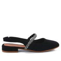 Sapato Feminino Mississipi Slingback com Brilhos Preto