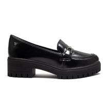 Sapato Feminino Mocassim Mississipi Loafer Tratorado Verniz Original Moda Salto Baixo Q8551