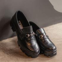 Sapato Feminino Mocassim Oxford Casual Tratorado Plataforma Blogueira Confortável Tendência