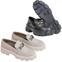 Sapato Feminino Mocassim Oxford Sola Tratorada Plataforma Blogueira Detalhe Metal Sapato Feminino Mocassim Oxford Sola Tratorada Plataforma Blogueira Detalhe Metal