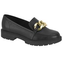 Sapato Feminino Mocassim Tratorado Beira Rio Preto / Ouro