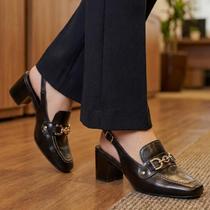 Sapato Feminino Mule Loafer Salto Bloco Grosso Confortável