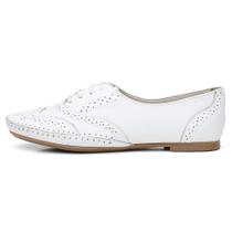 Sapato feminino oxford couro branco leve - Q&A