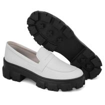 Sapato Feminino Oxford Mocassim Casual Tratorado Confortável - Branco Sapato Feminino Oxford Mocassim Casual Tratorado Confortável - Branco
